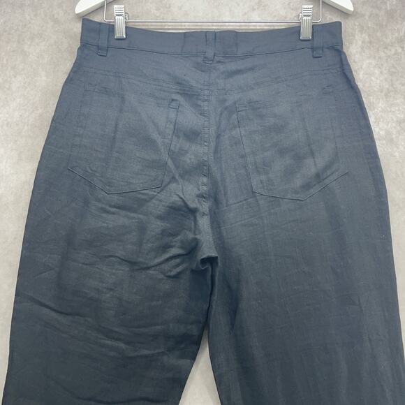 Kenneth Cole NY 100% Linen Pants Women’s Fits 32W x 33.5L Black Straight Leg - Picture 4 of 7